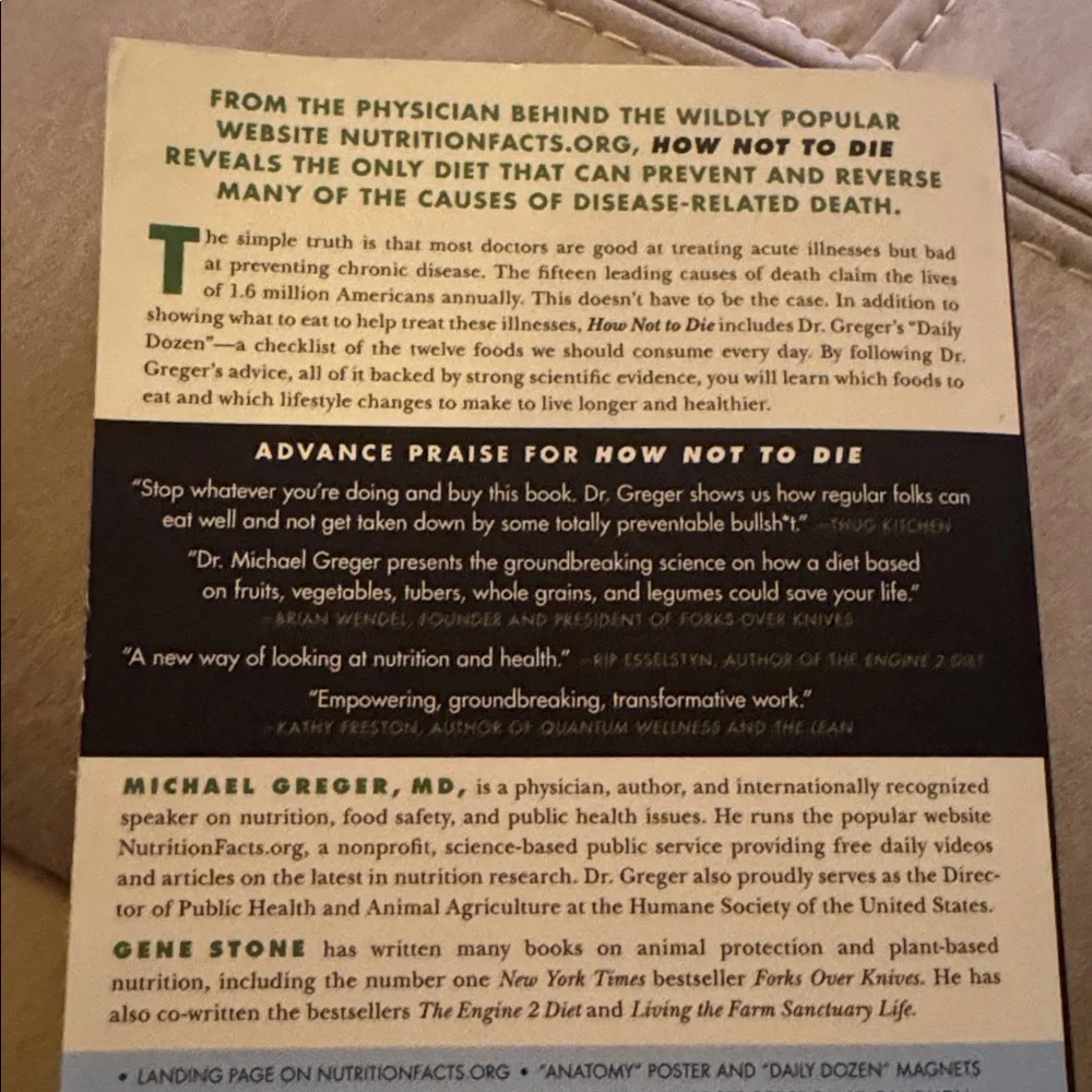 How Not to Die by Michael Greger PB Book Advanced Reading Copy EUC - Picture 2 of 4